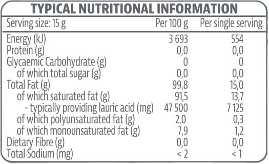 Tony Ferguson Organic Virgin Coconut Oil Nutri-table - 350ml