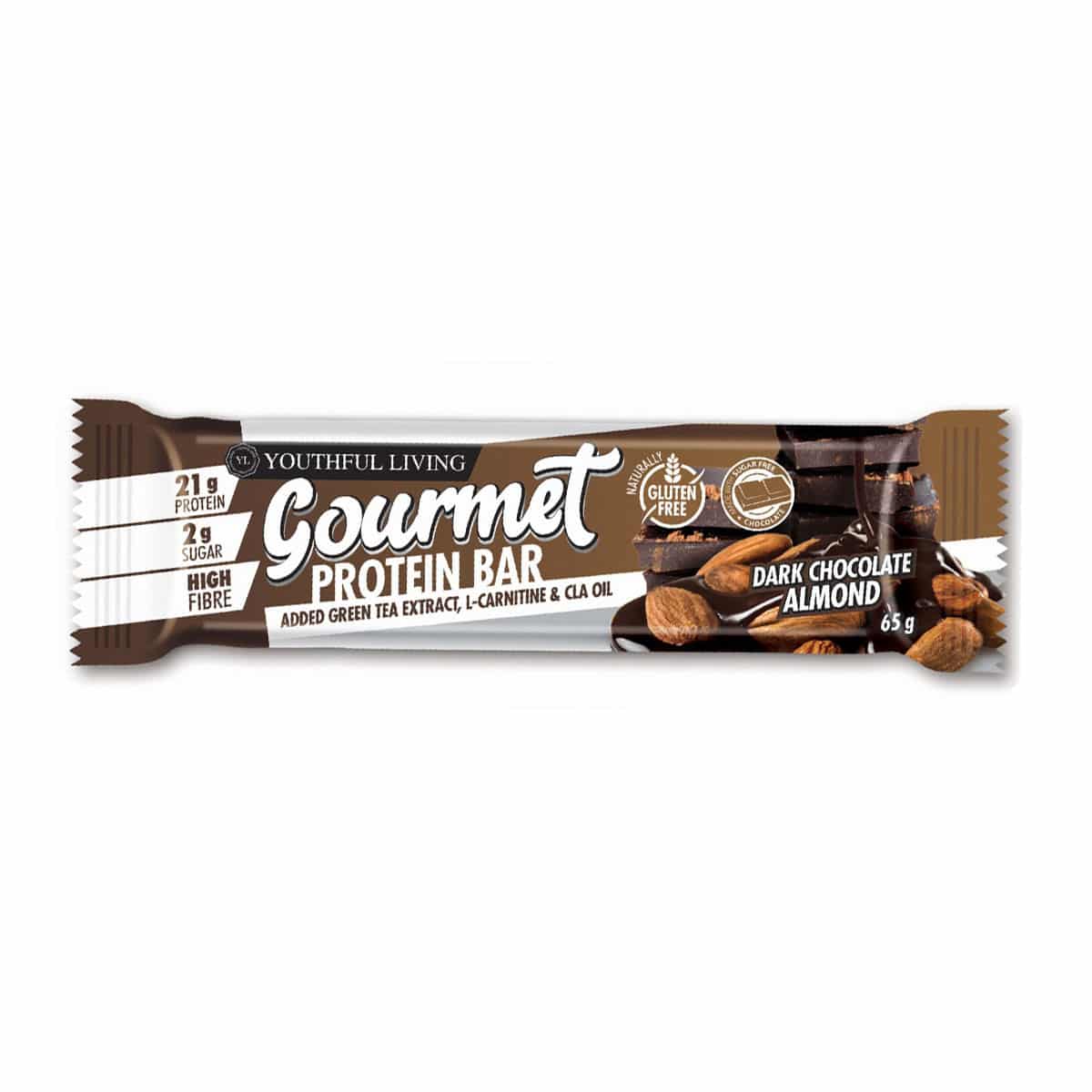 Youthful Living Gourmet Protein Bar Dark Choc Almond - 70g