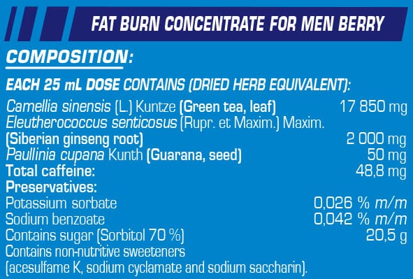 Herbex Fat Burn Concentrate For Men Berry - 400ml