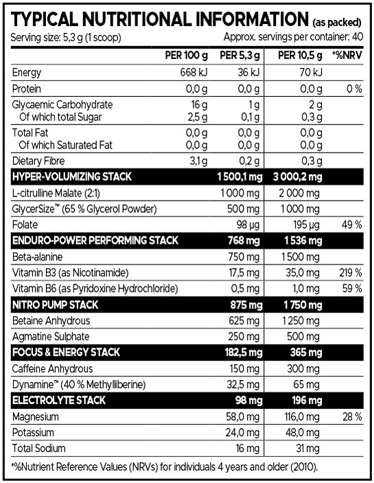 USN XTS Hyperdrive Pre-Workout Berry 192g Nutritable
