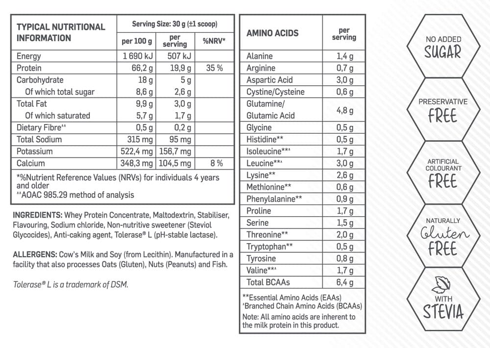 Grass Fed Whey Vanilla Nutritable