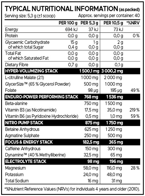USN XTS Hyperdrive Pre-Workout Qhush Original 210g Nutritable