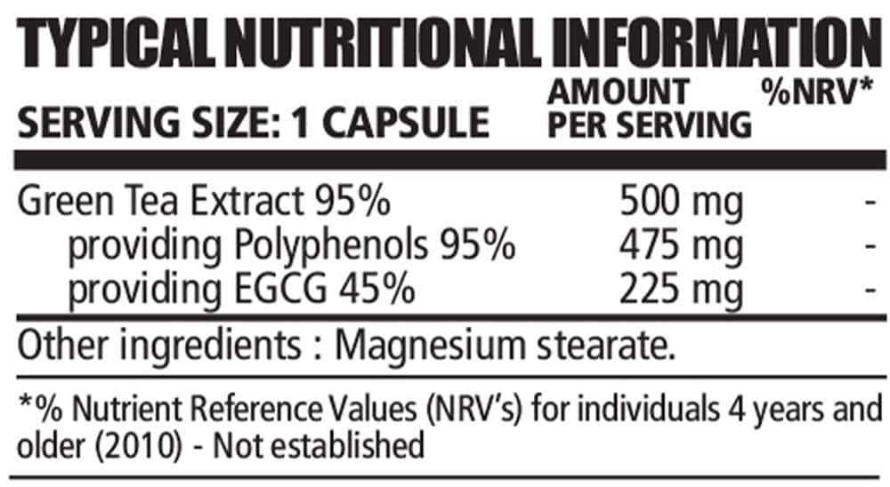 NPL Green Tea Extract 60s Nutritable