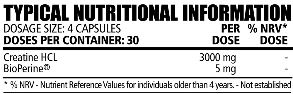 NPL Creatine HCl 120s Nutritable