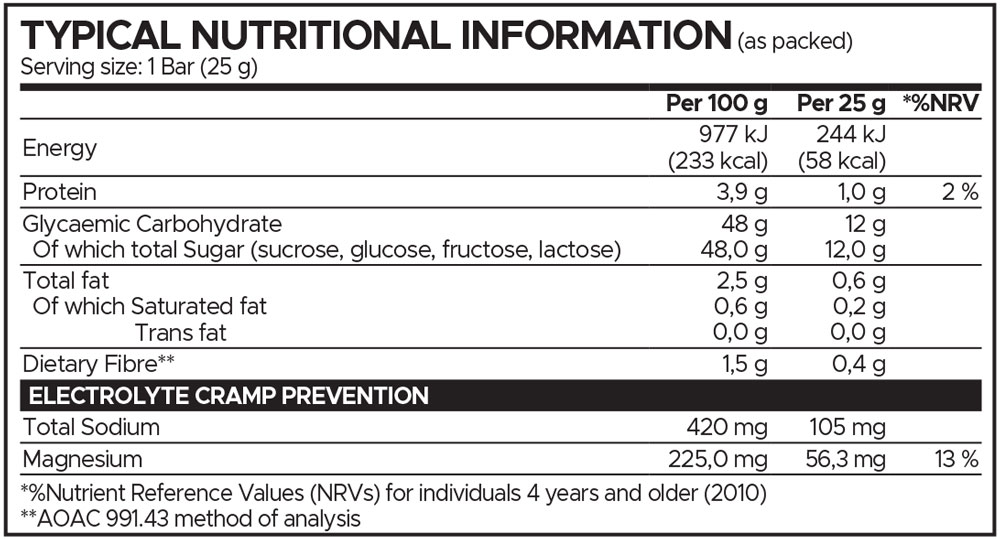 USN Vooma Nougat Energy Bar Peanut 25g Nutritable