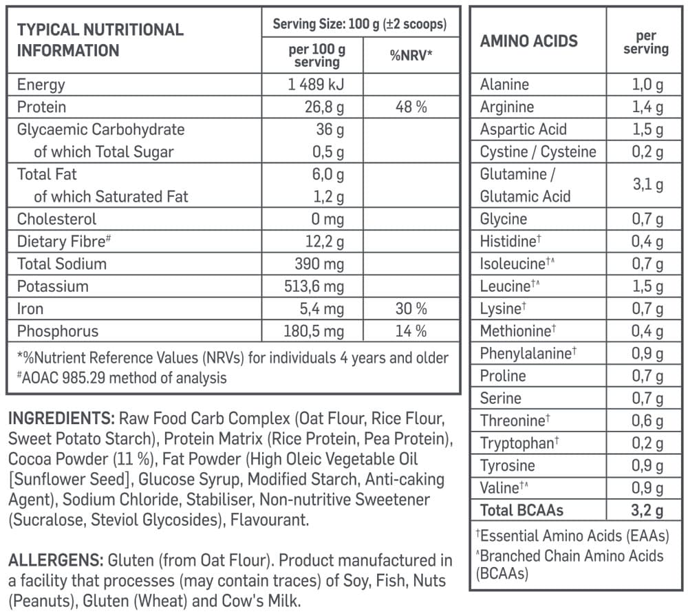 Bulk Raw Gainer Cocoa Nutritable - 1kg