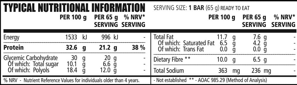 NPL 21 Protein Bar Choc Nut 65g Nutritable