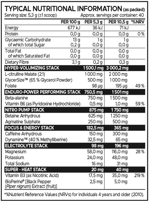 USN XTS Hyperdrive Pre-Workout Qhush Super Heat 210g Nutritable