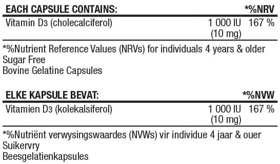 Vitamin D3 1000IU Nutritable, 30 Caps