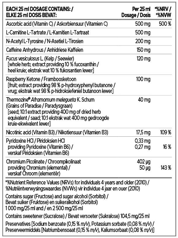 USN PhedraCut Lipo X Hardcore Liquid 500ml Nutritable