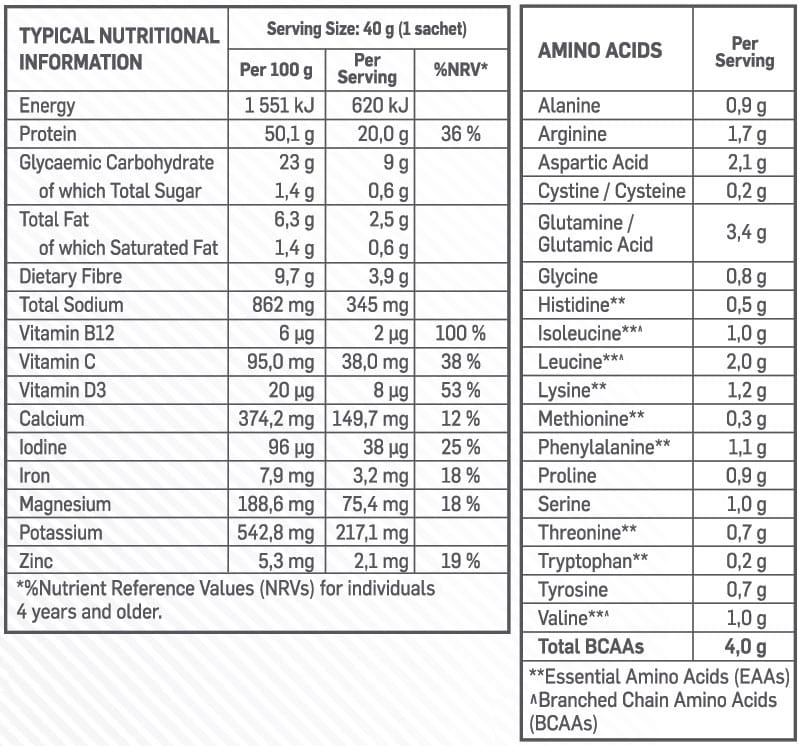 Plant Based Protein Sachet Vanilla 40g Nutritable