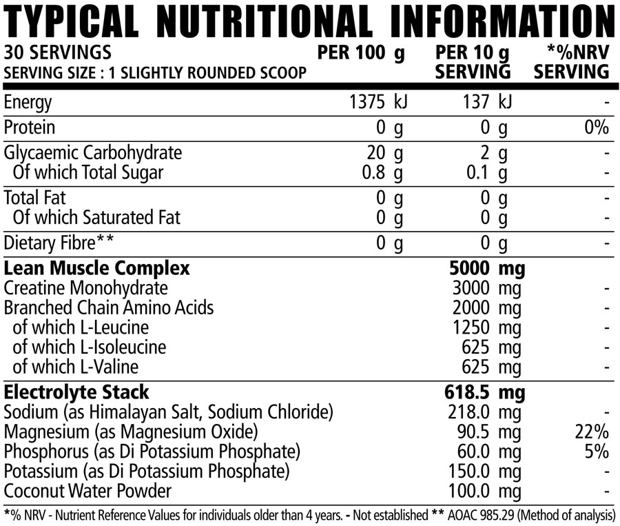 NPL Creatine with BCAA Electrolytes Citrus 200g Nutritable