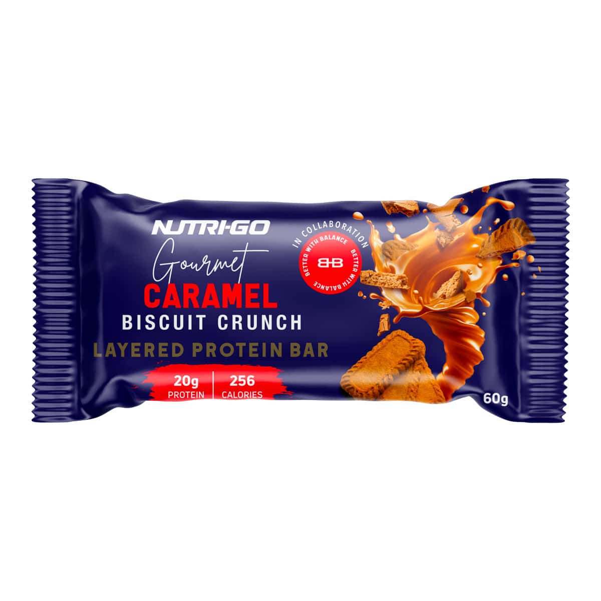 Nutri-Go Layered Protein Bar Caramel Biscuit Crunch - 60g