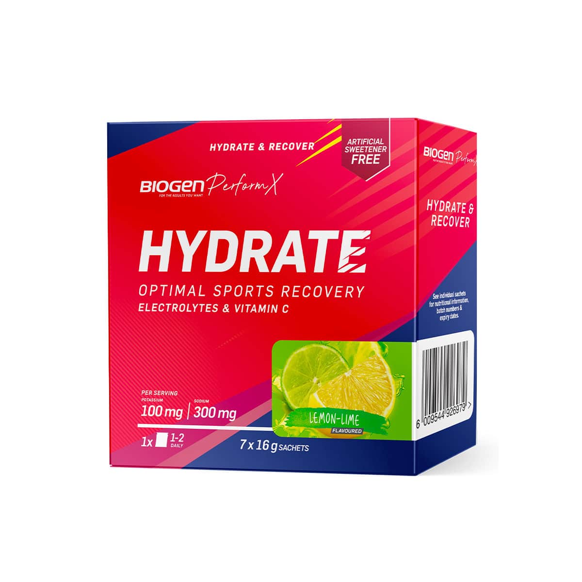 Biogen Hydrate Powder Sachet Lemon Lime - 7 x 16g