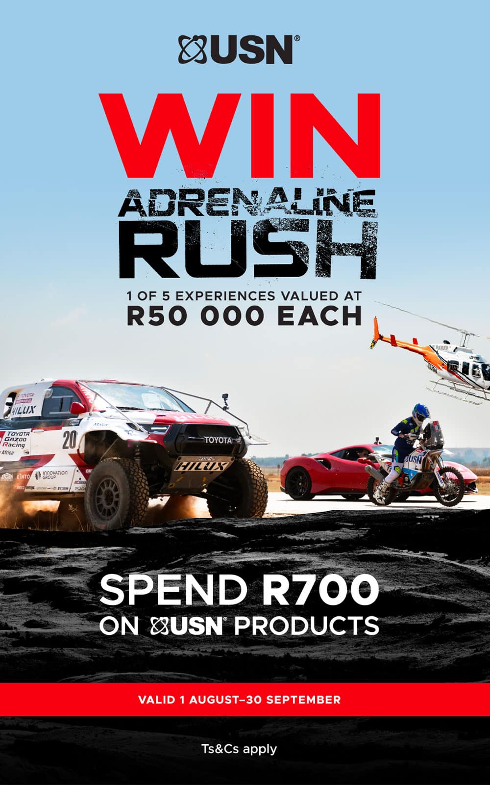 USN Adrenaline Rush Campaign - Chance to Win 1 of 5 Experiences Aug 2024